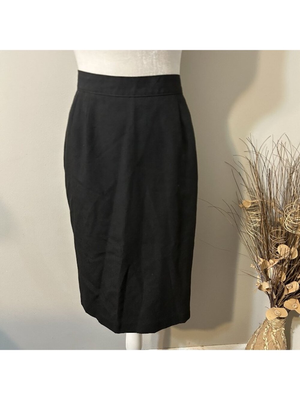 Vtg Block Island Petites by Marina Pappas Midi Pencil Skirt Black Women Sz 12